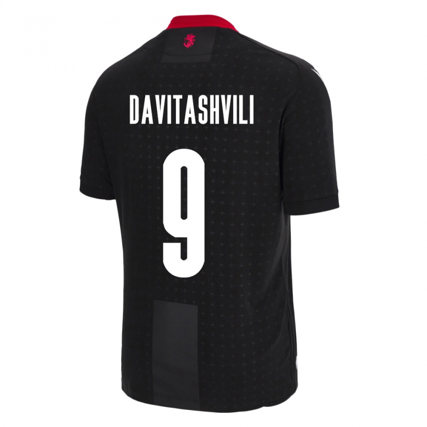 Kinder Georgien Zuriko Davitashvili #9 Schwarz Auswärtstrikot Trikot 24-26 T-Shirt