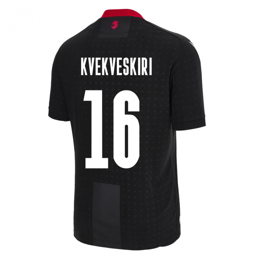 Kinder Georgien Nika Kvekveskiri #16 Schwarz Auswärtstrikot Trikot 24-26 T-Shirt