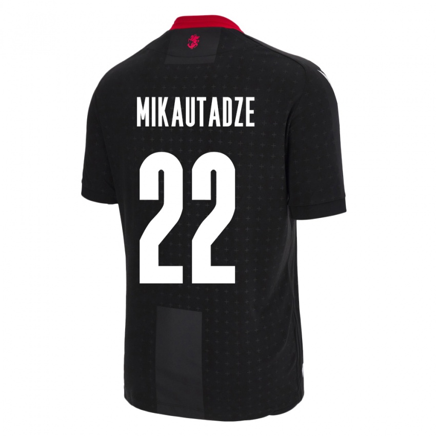 Kinder Georgien Georges Mikautadze #22 Schwarz Auswärtstrikot Trikot 24-26 T-Shirt