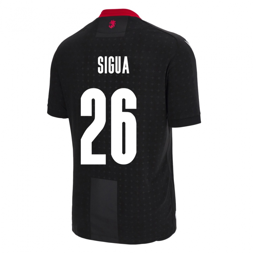 Kinder Georgien Gabriel Sigua #26 Schwarz Auswärtstrikot Trikot 24-26 T-Shirt