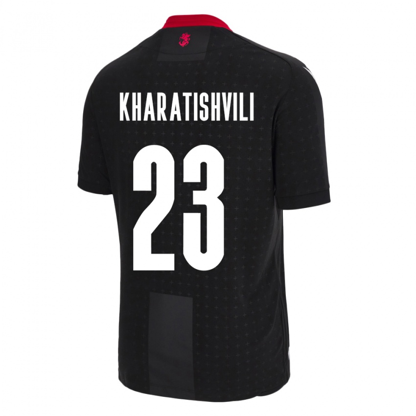 Kinder Georgien Luka Kharatishvili #23 Schwarz Auswärtstrikot Trikot 24-26 T-Shirt