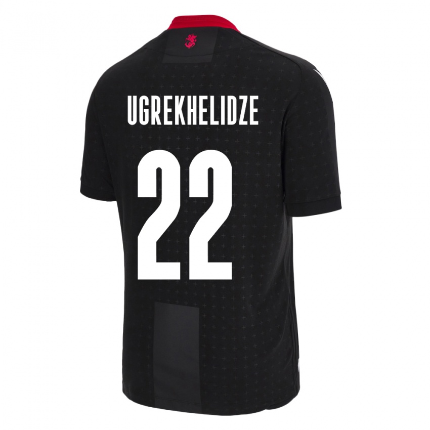 Kinder Georgien Nikoloz Ugrekhelidze #22 Schwarz Auswärtstrikot Trikot 24-26 T-Shirt