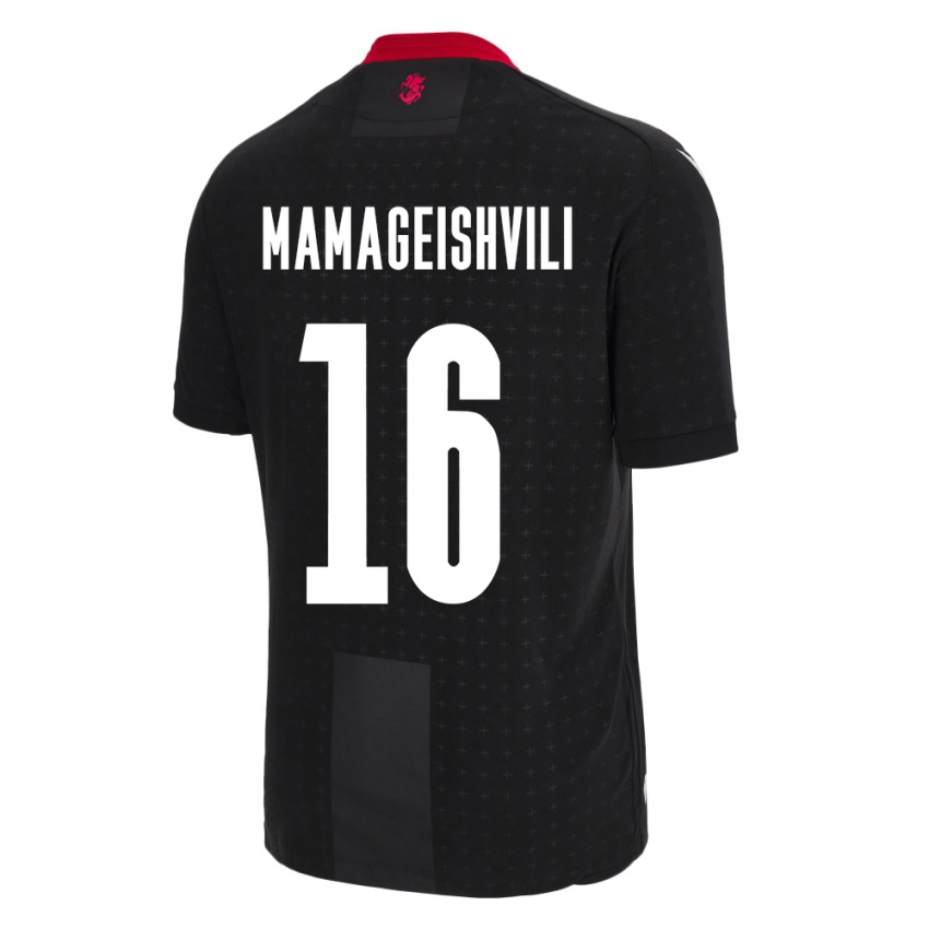 Kinder Georgien Gizo Mamageishvili #16 Schwarz Auswärtstrikot Trikot 24-26 T-Shirt