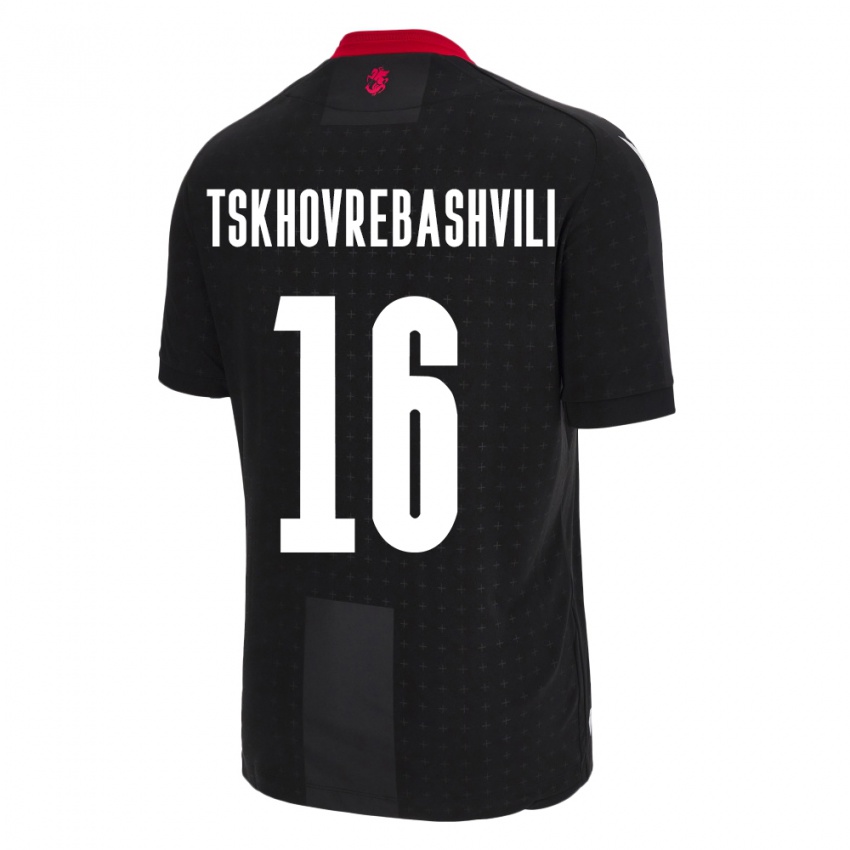 Kinder Georgien Nikoloz Tskhovrebashvili #16 Schwarz Auswärtstrikot Trikot 24-26 T-Shirt