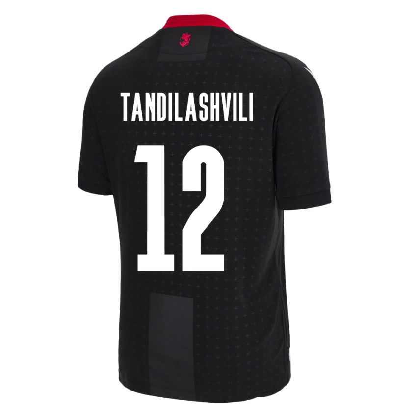 Kinder Georgien Levan Tandilashvili #12 Schwarz Auswärtstrikot Trikot 24-26 T-Shirt