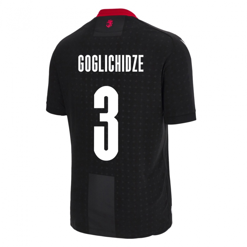 Kinder Georgien Saba Goglichidze #3 Schwarz Auswärtstrikot Trikot 24-26 T-Shirt