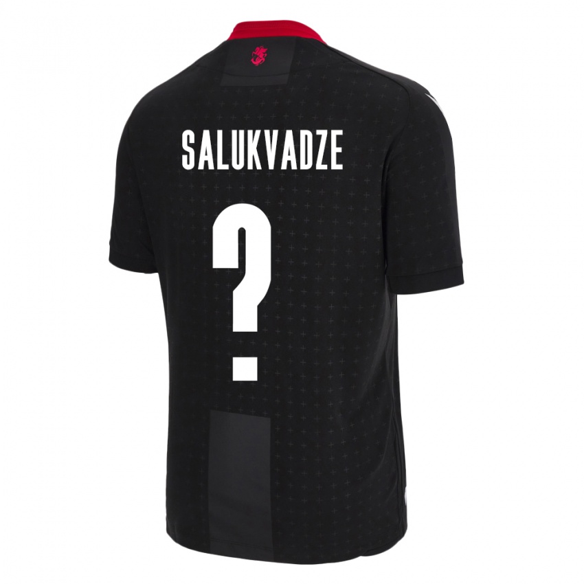 Kinder Georgien Luka Salukvadze #0 Schwarz Auswärtstrikot Trikot 24-26 T-Shirt