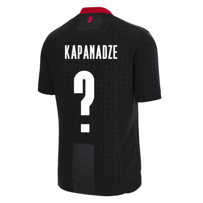 Kinder Georgien Avto Kapanadze #0 Schwarz Auswärtstrikot Trikot 24-26 T-Shirt