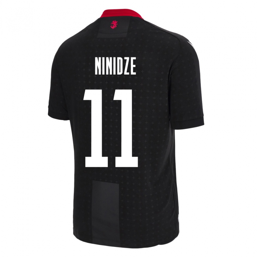 Kinder Georgien Nikoloz Ninidze #11 Schwarz Auswärtstrikot Trikot 24-26 T-Shirt