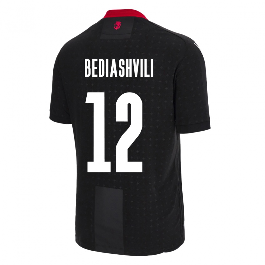 Kinder Georgien Giorgi Bediashvili #12 Schwarz Auswärtstrikot Trikot 24-26 T-Shirt