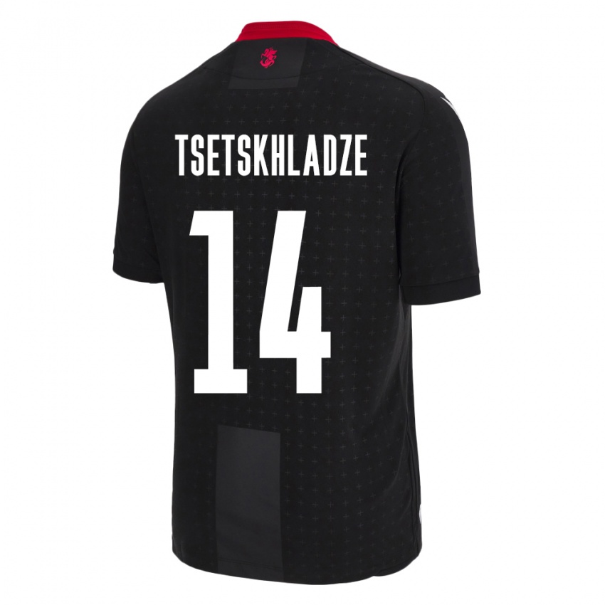 Kinder Georgien Nikoloz Tsetskhladze #14 Schwarz Auswärtstrikot Trikot 24-26 T-Shirt