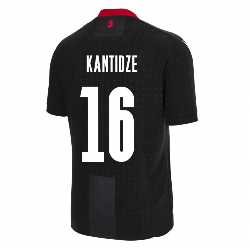 Kinder Georgien Nikoloz Kantidze #16 Schwarz Auswärtstrikot Trikot 24-26 T-Shirt