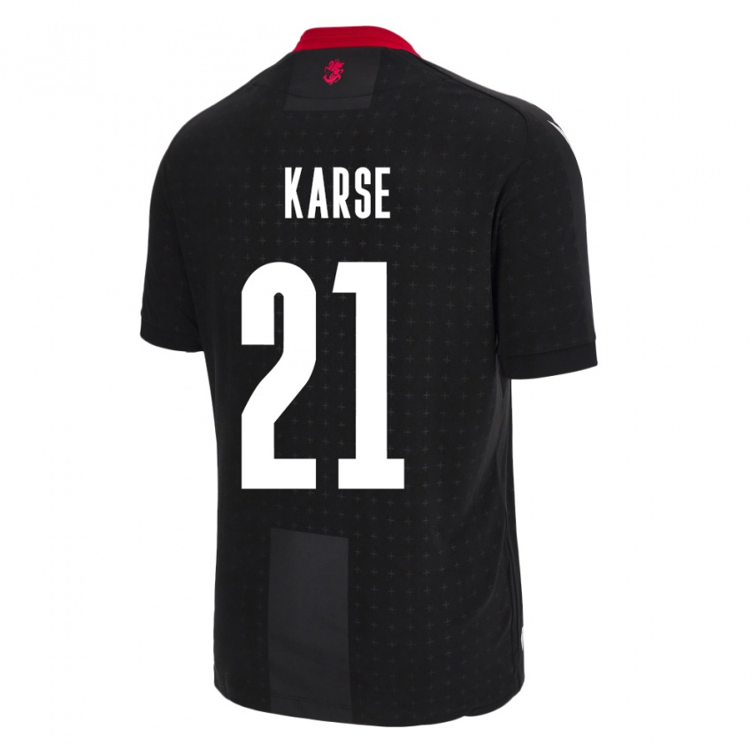 Kinder Georgien Karse #21 Schwarz Auswärtstrikot Trikot 24-26 T-Shirt