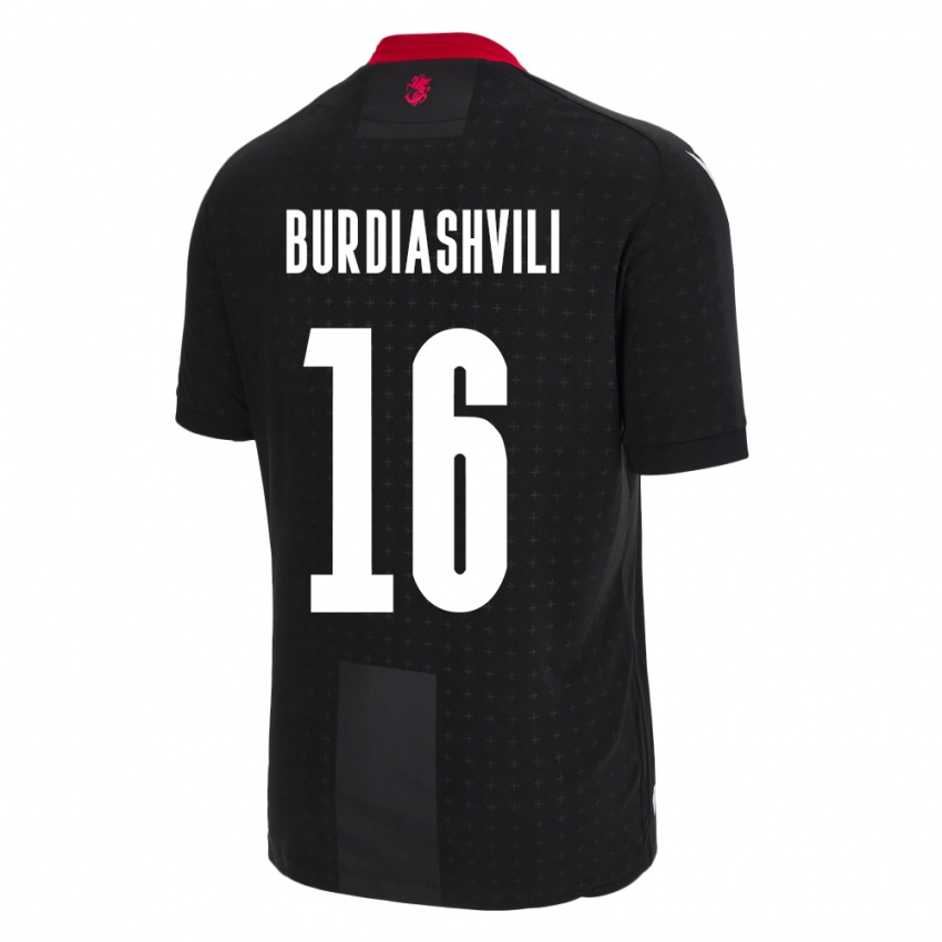 Kinder Georgien Beka Burdiashvili #16 Schwarz Auswärtstrikot Trikot 24-26 T-Shirt