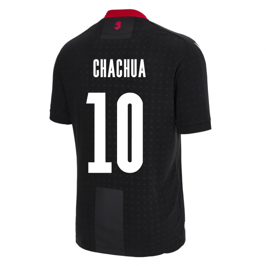 Kinder Georgien Giorgi Chachua #10 Schwarz Auswärtstrikot Trikot 24-26 T-Shirt