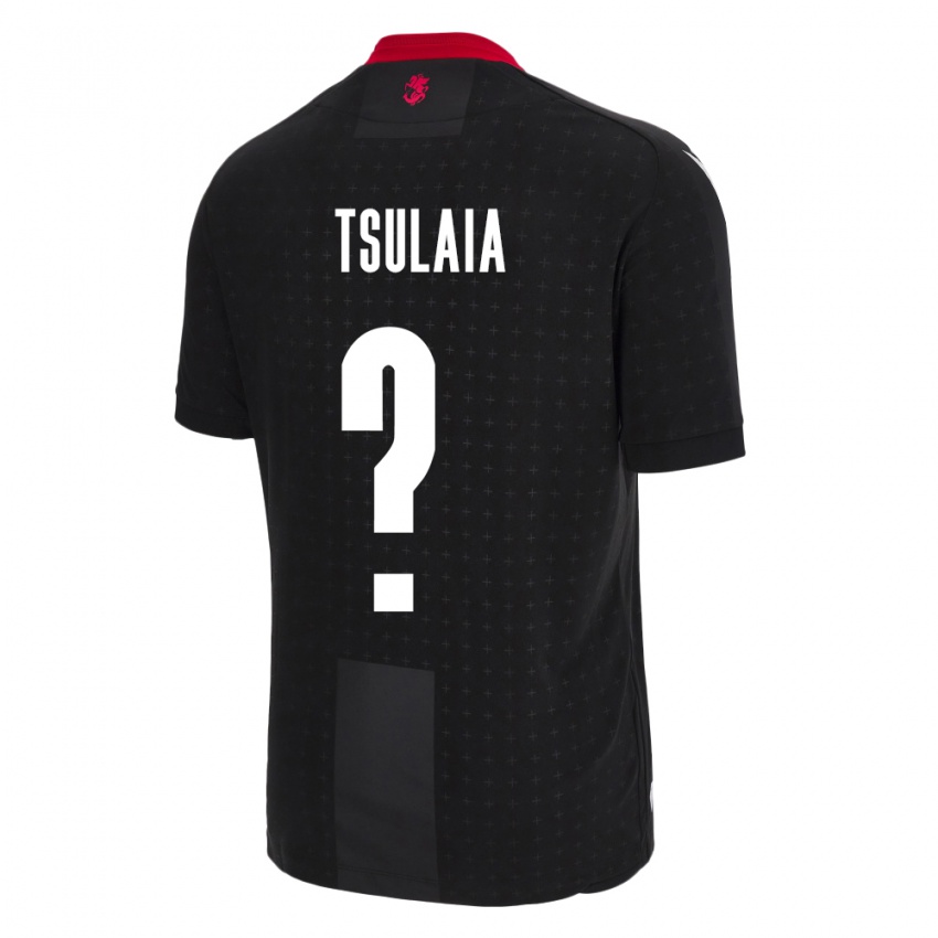 Kinder Georgien Luka Tsulaia #0 Schwarz Auswärtstrikot Trikot 24-26 T-Shirt