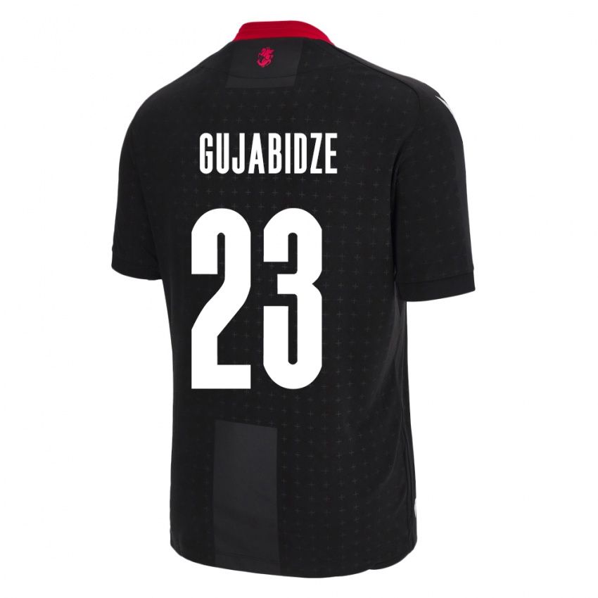 Kinder Georgien Nino Gujabidze #23 Schwarz Auswärtstrikot Trikot 24-26 T-Shirt