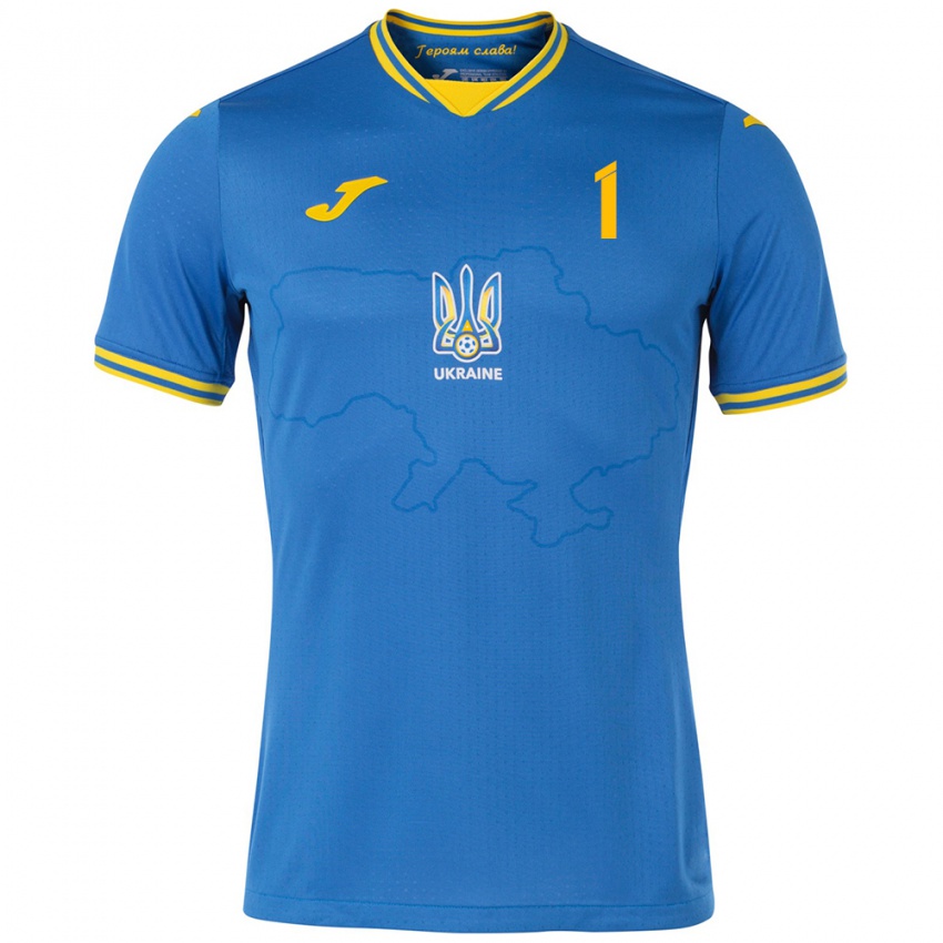 Kinder Ukraine Georgiy Yermakov #1 Blau Auswärtstrikot Trikot 24-26 T-Shirt