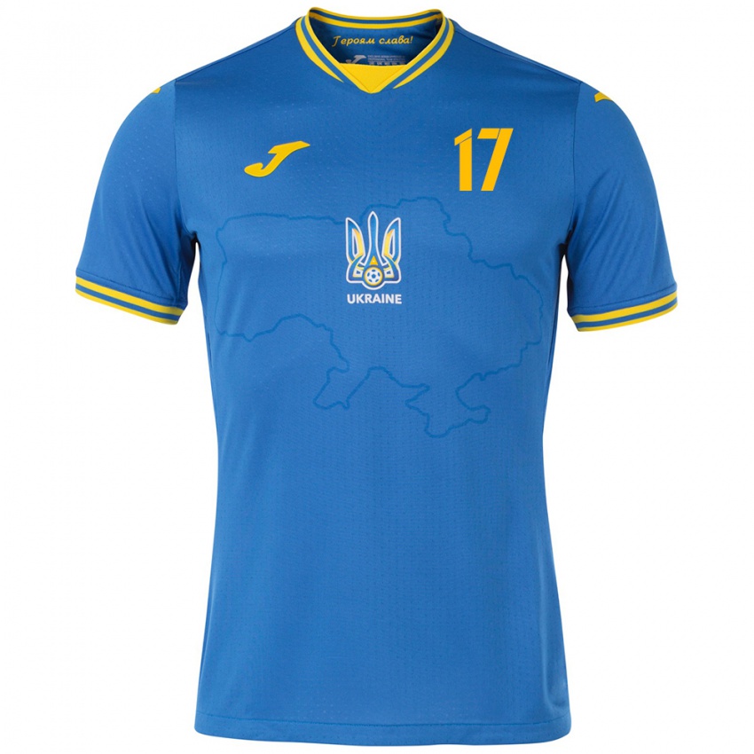 Kinder Ukraine Ramik Gadzhyev #17 Blau Auswärtstrikot Trikot 24-26 T-Shirt