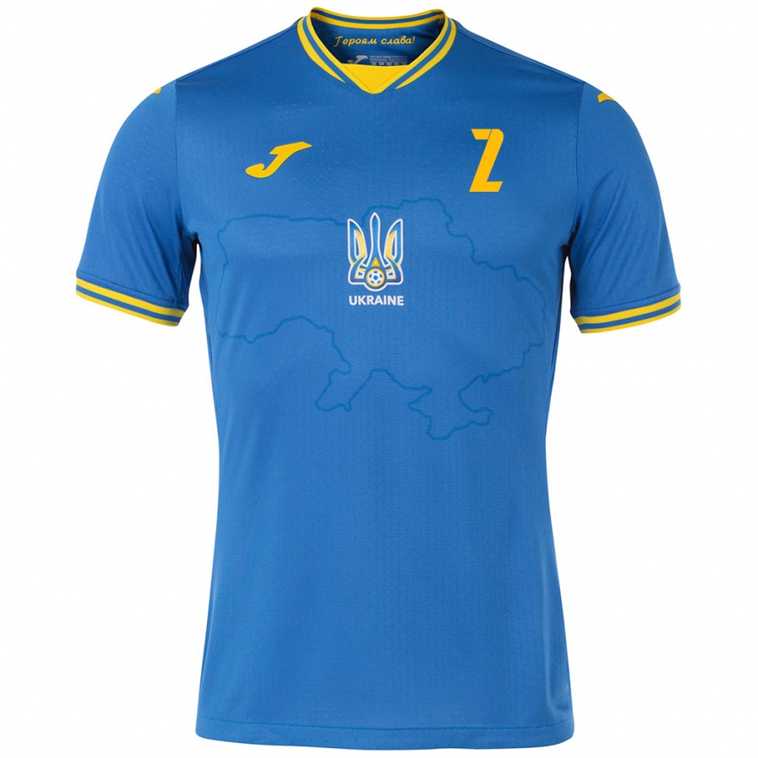 Kinder Ukraine Iryna Podolska #2 Blau Auswärtstrikot Trikot 24-26 T-Shirt