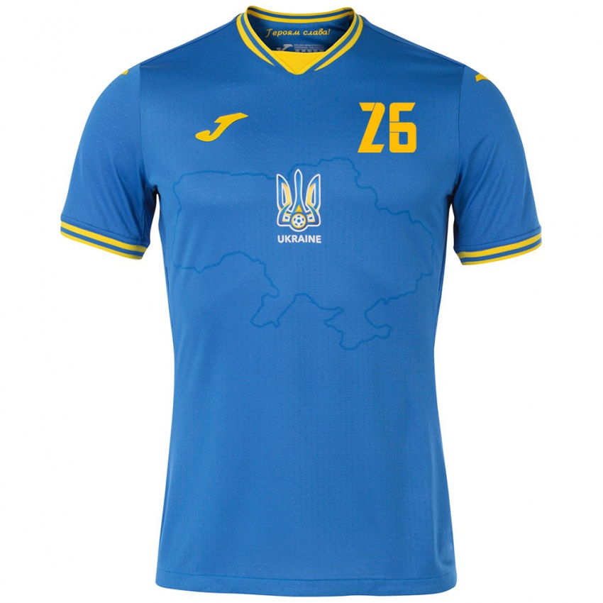 Kinder Ukraine Bogdan Mykhaylichenko #26 Blau Auswärtstrikot Trikot 24-26 T-Shirt