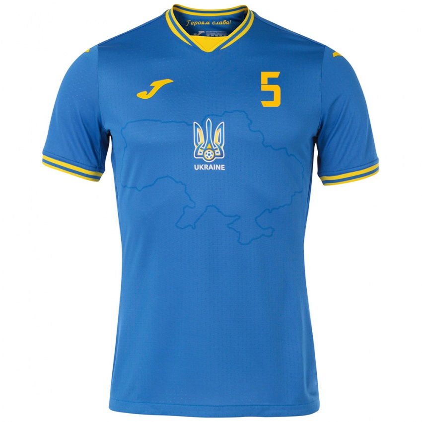 Kinder Ukraine Mykola Ogarkov #5 Blau Auswärtstrikot Trikot 24-26 T-Shirt