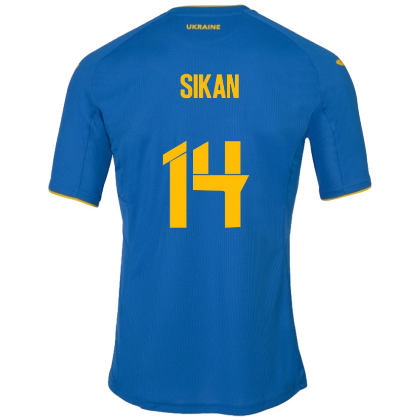 Kinder Ukraine Danylo Sikan #14 Blau Auswärtstrikot Trikot 24-26 T-Shirt