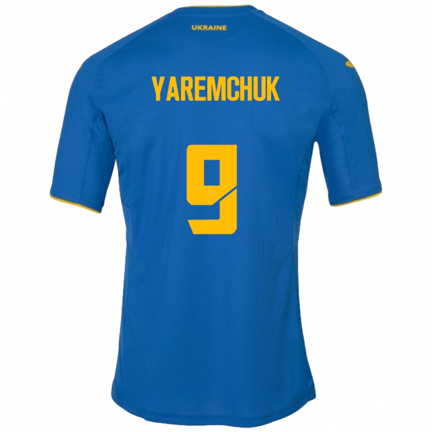 Kinder Ukraine Roman Yaremchuk #9 Blau Auswärtstrikot Trikot 24-26 T-Shirt