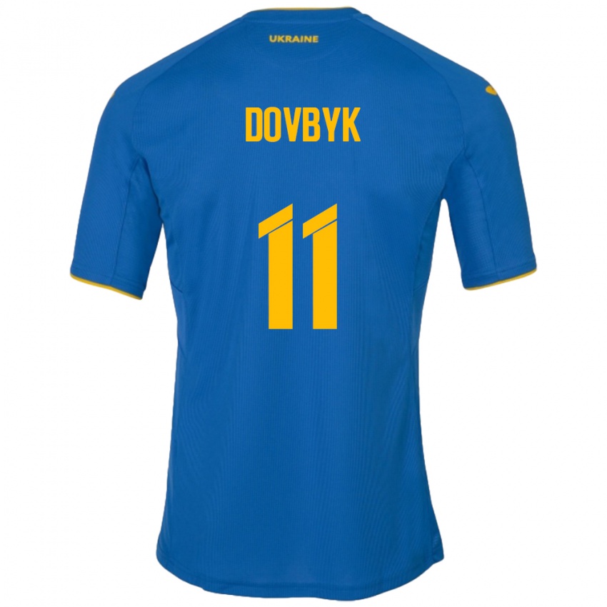 Kinder Ukraine Artem Dovbyk #11 Blau Auswärtstrikot Trikot 24-26 T-Shirt