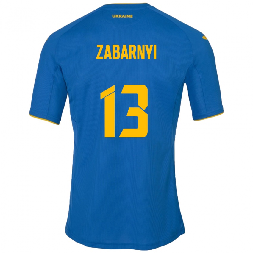 Kinder Ukraine Ilya Zabarnyi #13 Blau Auswärtstrikot Trikot 24-26 T-Shirt