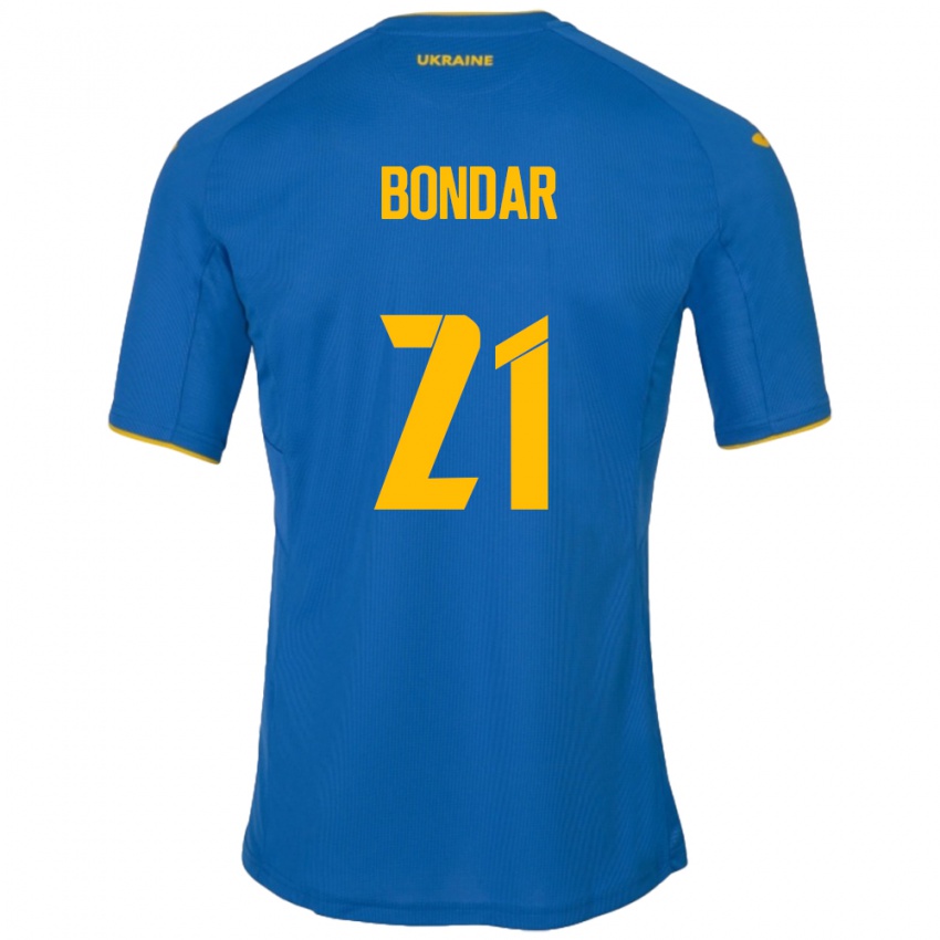 Kinder Ukraine Valeriy Bondar #21 Blau Auswärtstrikot Trikot 24-26 T-Shirt