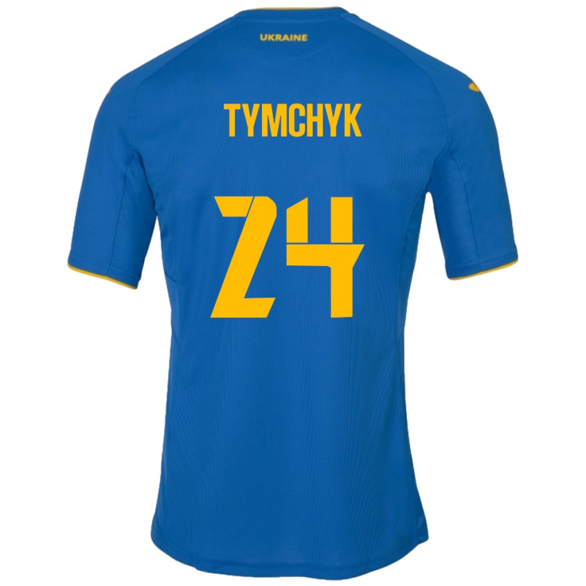 Kinder Ukraine Oleksandr Tymchyk #24 Blau Auswärtstrikot Trikot 24-26 T-Shirt