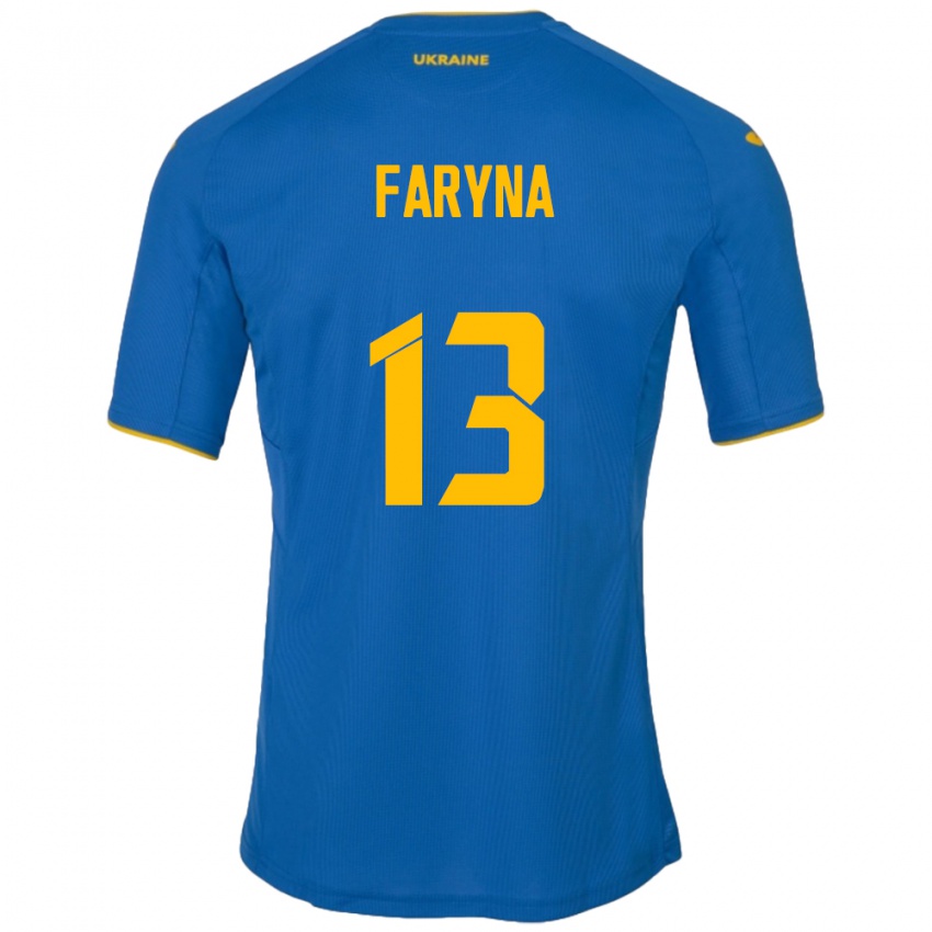 Kinder Ukraine Maryan Faryna #13 Blau Auswärtstrikot Trikot 24-26 T-Shirt