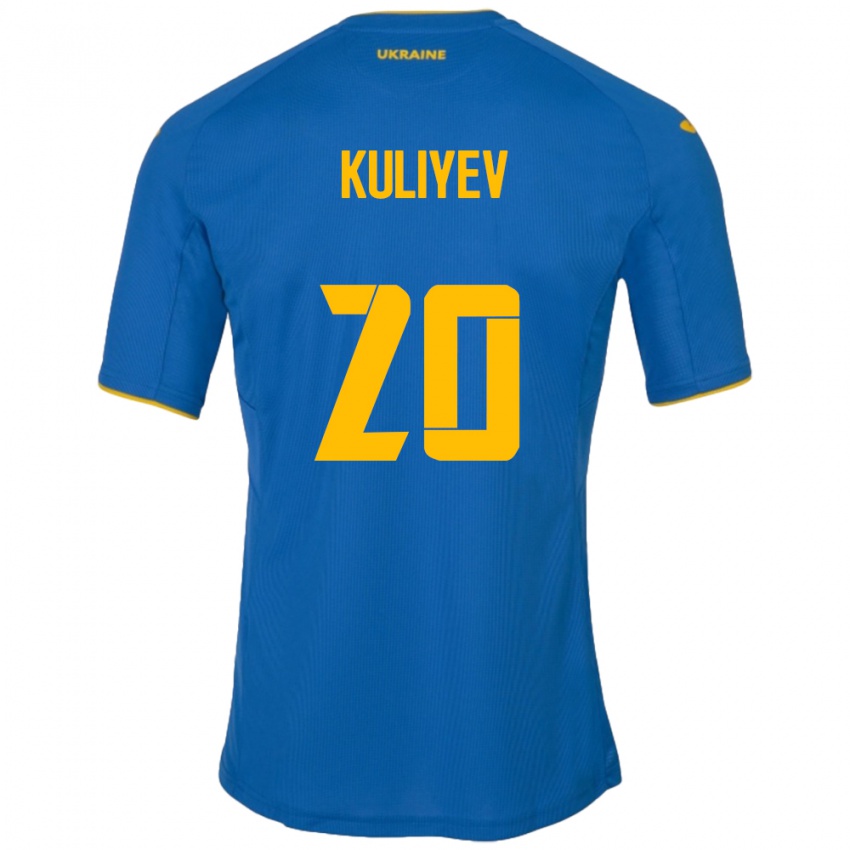 Kinder Ukraine Eldar Kuliyev #20 Blau Auswärtstrikot Trikot 24-26 T-Shirt