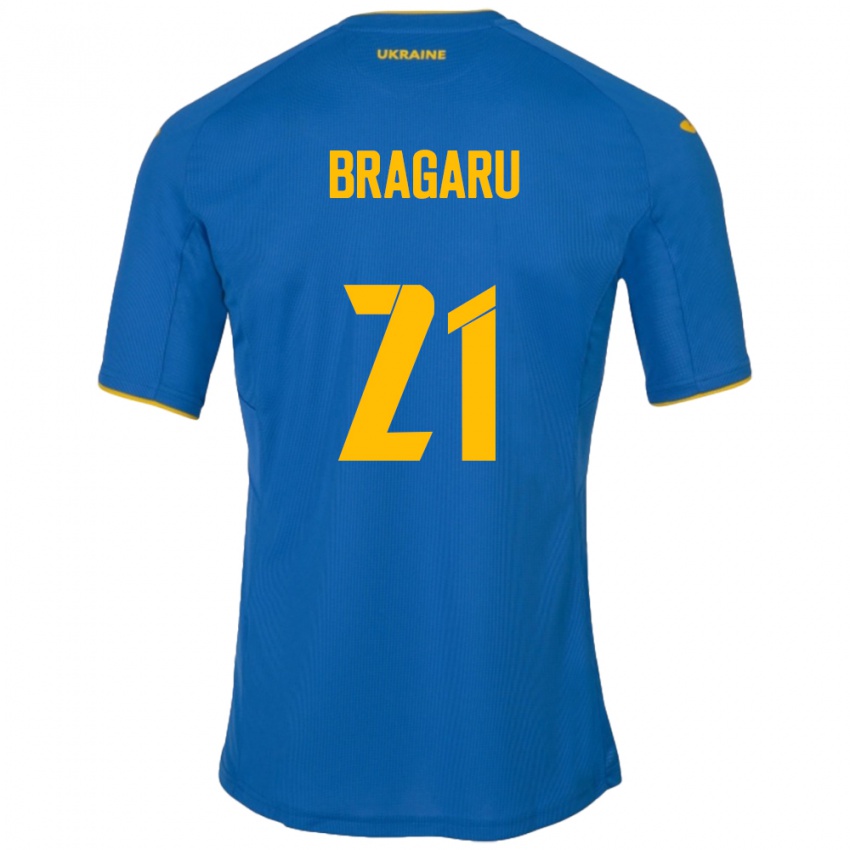 Kinder Ukraine Maksym Bragaru #21 Blau Auswärtstrikot Trikot 24-26 T-Shirt