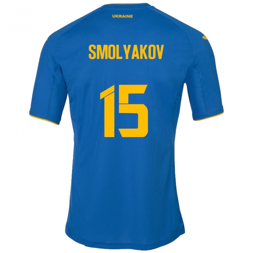 Kinder Ukraine Artem Smolyakov #15 Blau Auswärtstrikot Trikot 24-26 T-Shirt