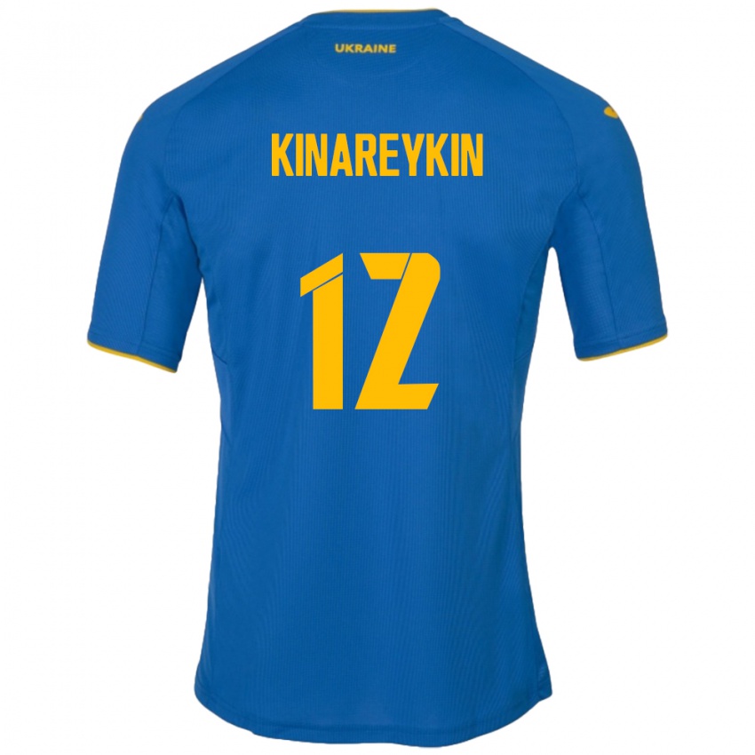 Kinder Ukraine Yakiv Kinareykin #12 Blau Auswärtstrikot Trikot 24-26 T-Shirt