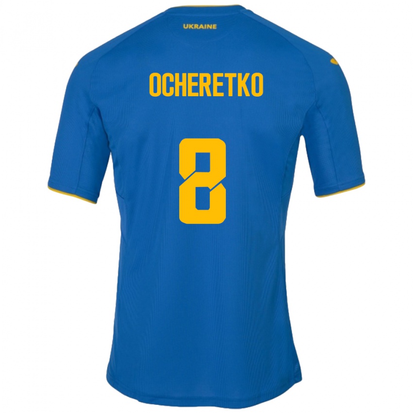 Kinder Ukraine Oleg Ocheretko #8 Blau Auswärtstrikot Trikot 24-26 T-Shirt