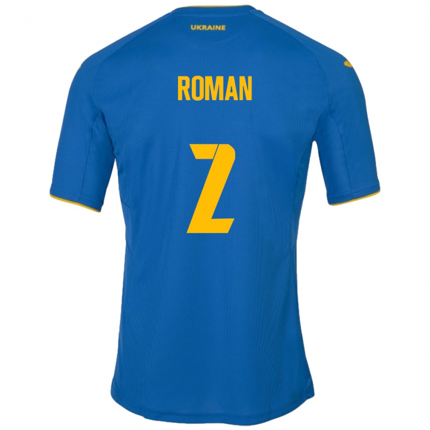 Kinder Ukraine Vitaliy Roman #2 Blau Auswärtstrikot Trikot 24-26 T-Shirt