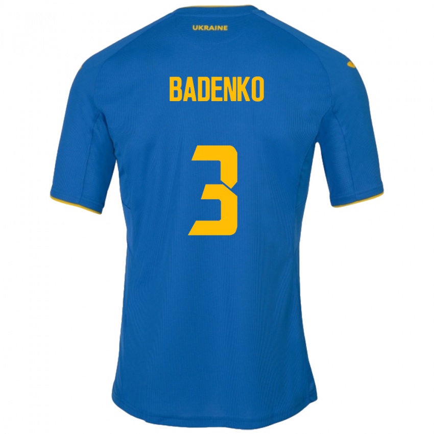 Kinder Ukraine Ilya Badenko #3 Blau Auswärtstrikot Trikot 24-26 T-Shirt