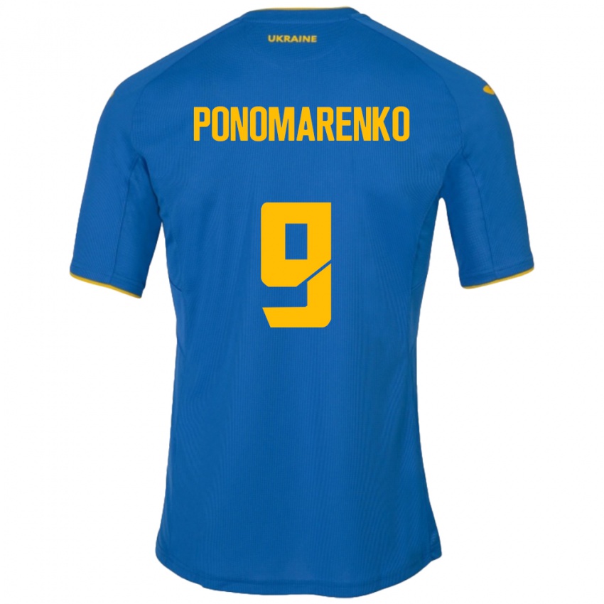 Kinder Ukraine Matviy Ponomarenko #9 Blau Auswärtstrikot Trikot 24-26 T-Shirt