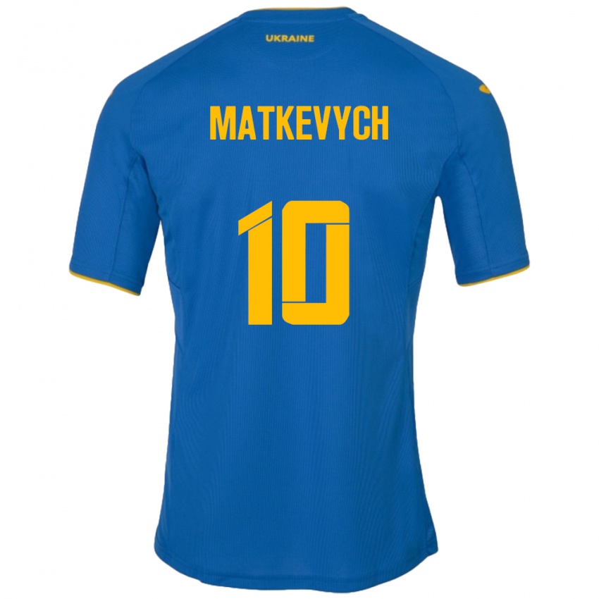 Kinder Ukraine Andriy Matkevych #10 Blau Auswärtstrikot Trikot 24-26 T-Shirt
