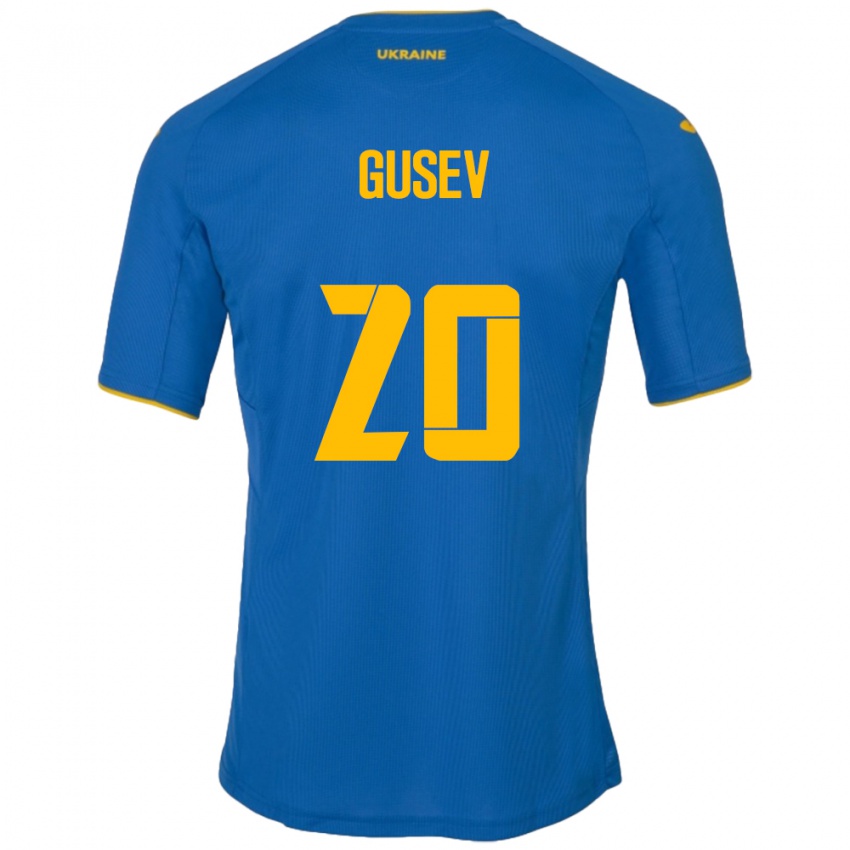 Kinder Ukraine Oleksiy Gusev #20 Blau Auswärtstrikot Trikot 24-26 T-Shirt