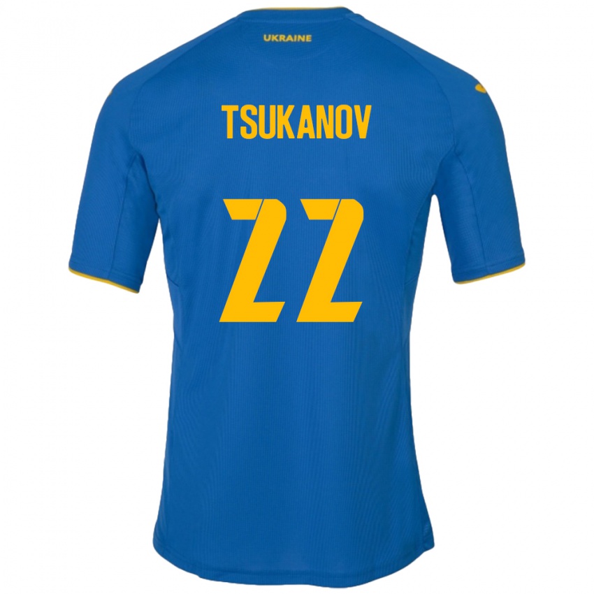 Kinder Ukraine Viktor Tsukanov #22 Blau Auswärtstrikot Trikot 24-26 T-Shirt