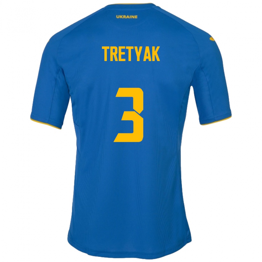 Kinder Ukraine Demyan Tretyak #3 Blau Auswärtstrikot Trikot 24-26 T-Shirt