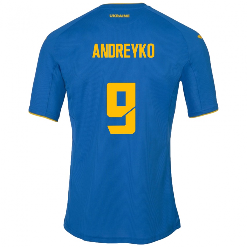 Kinder Ukraine Ivan Andreyko #9 Blau Auswärtstrikot Trikot 24-26 T-Shirt