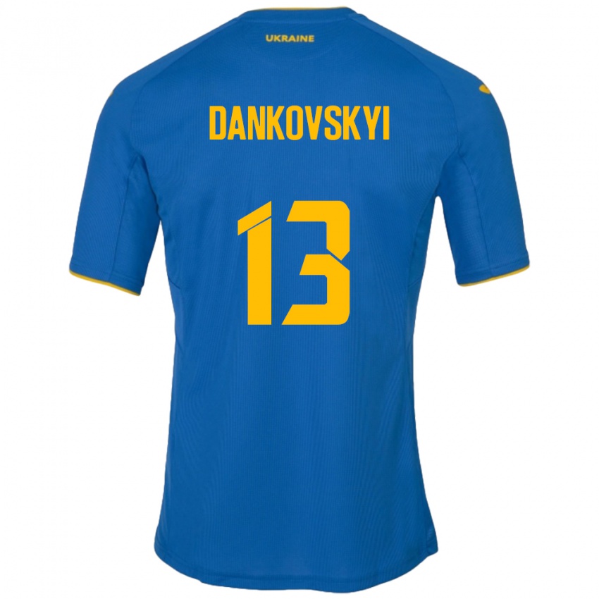 Kinder Ukraine Yegor Dankovskyi #13 Blau Auswärtstrikot Trikot 24-26 T-Shirt