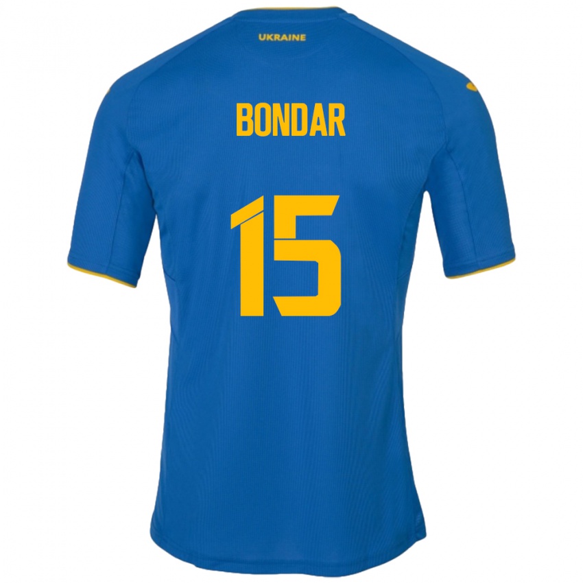 Kinder Ukraine Nazar Bondar #15 Blau Auswärtstrikot Trikot 24-26 T-Shirt