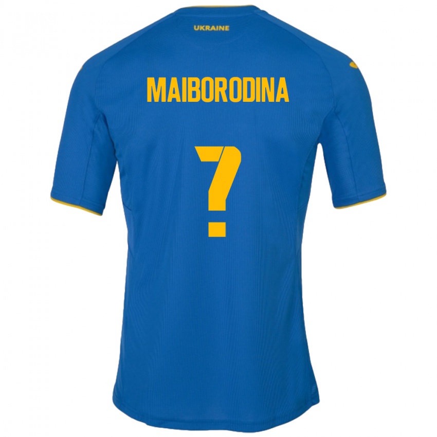 Kinder Ukraine Iryna Maiborodina #0 Blau Auswärtstrikot Trikot 24-26 T-Shirt