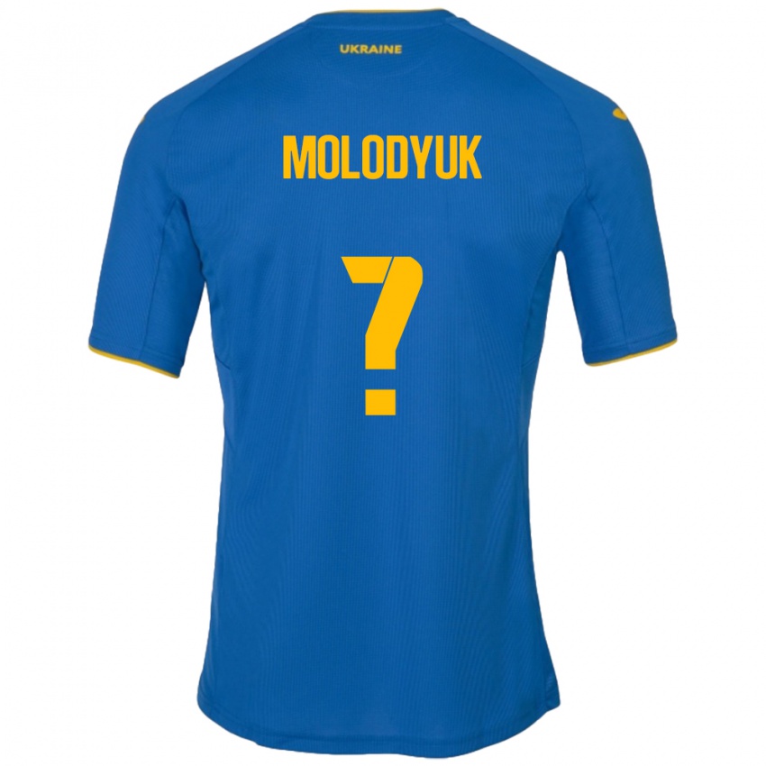 Kinder Ukraine Yelyzaveta Molodyuk #0 Blau Auswärtstrikot Trikot 24-26 T-Shirt